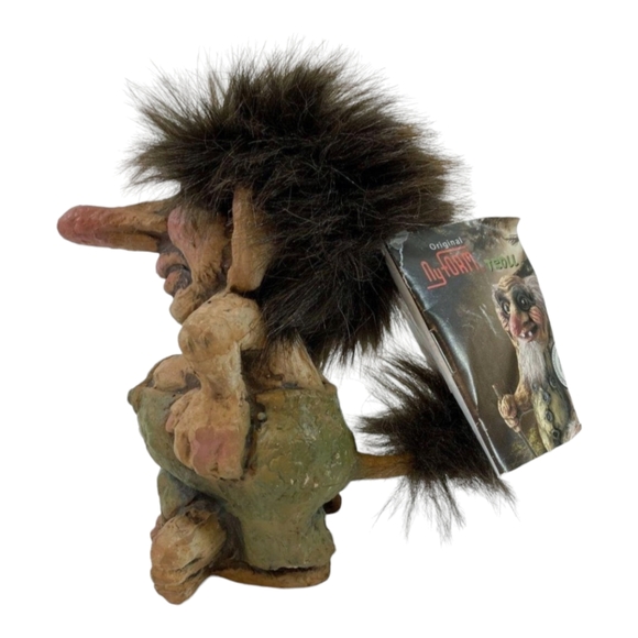 Charming "Lazy Troll Leaning on Stump" #265 Original 5" Norwegian Troll w/ Book - Picture 4 of 6